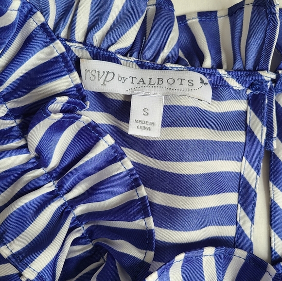 Talbots Blue and White Striped Sleeveless Blouse - Picture 4 of 6